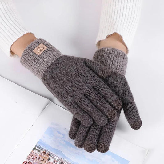 Alpaca Knitted Touch Screen Gloves Unisex Warm Outdoor Antifreeze Plus Velvet Thick Gloves