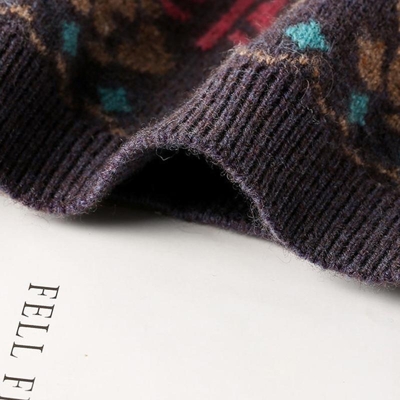 Retro Jacquard Turtleneck Sweater Women Fall/winter Loose Pullover Long-sleeved Fashion Sweater Inner Base