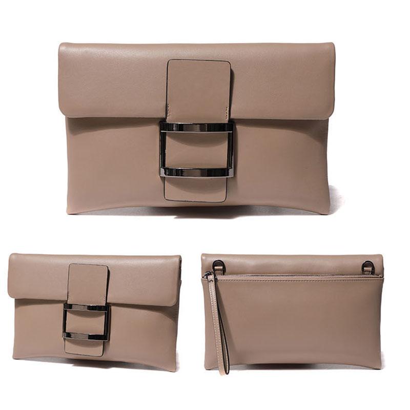 Soft Surface Cowhide Flat Women's Clutch Bag Shoulder Bag Ladies Smooth Leather Elegance Luxury Evening Banquet Wedding