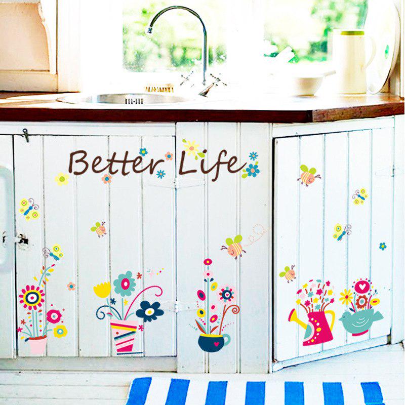 Beautiful Flower Bonsai Garden Wall Stickers Children 'S Room Kids Room Bathroom Decals Nursery Toil