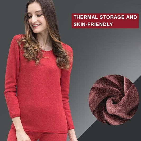 Ladies Winter Thermal Underwear Thickened Plus Velvet Bottoming Shirt Low-collar Autumn Clothes Suit Inner Wear