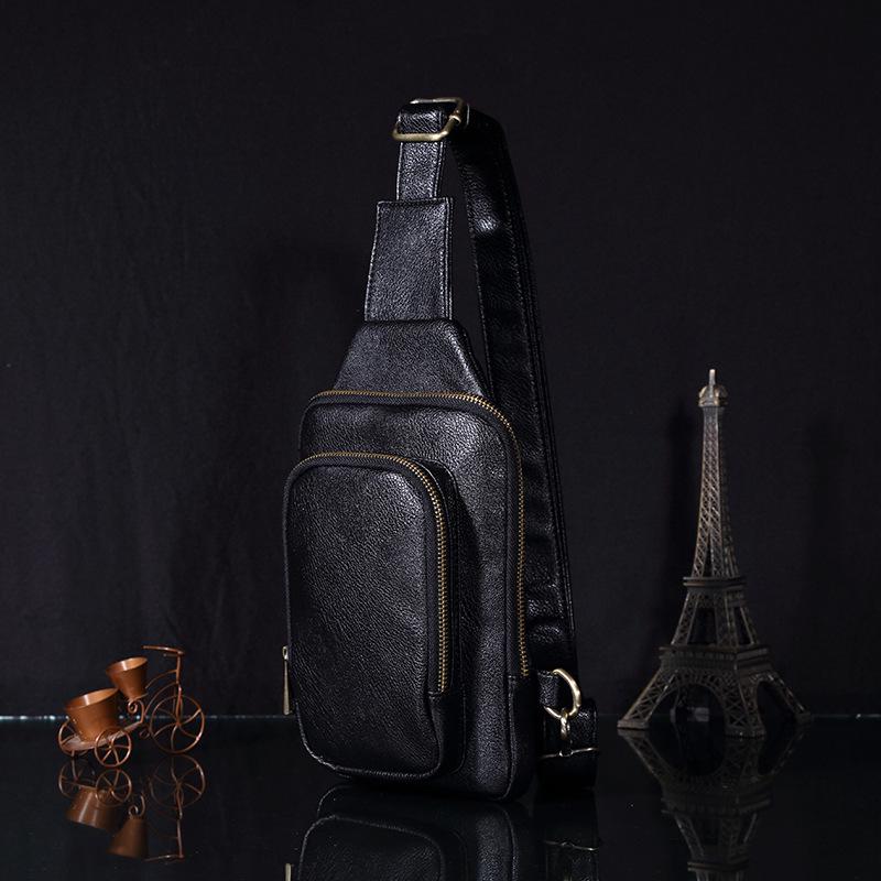 Chest Bag Men's Waterproof Multi-layer Zipper Solid Color Messenger Bag Outdoor Sports Shoulder Bag
