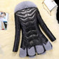 Autumn and Winter Women's Mid-length Leather Fur Coat Large Size Slim Thickened Slim Cotton Coat