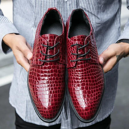 Men's Shoes Alligator British Pointed Men's High Heeled Shoes Personality Heightening Shoes Hair Stylist European Men's Shoes