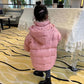 Girls' Warm Down Jacket Winter Long Thick White Duck Down Shiny Surface Disposable Coat