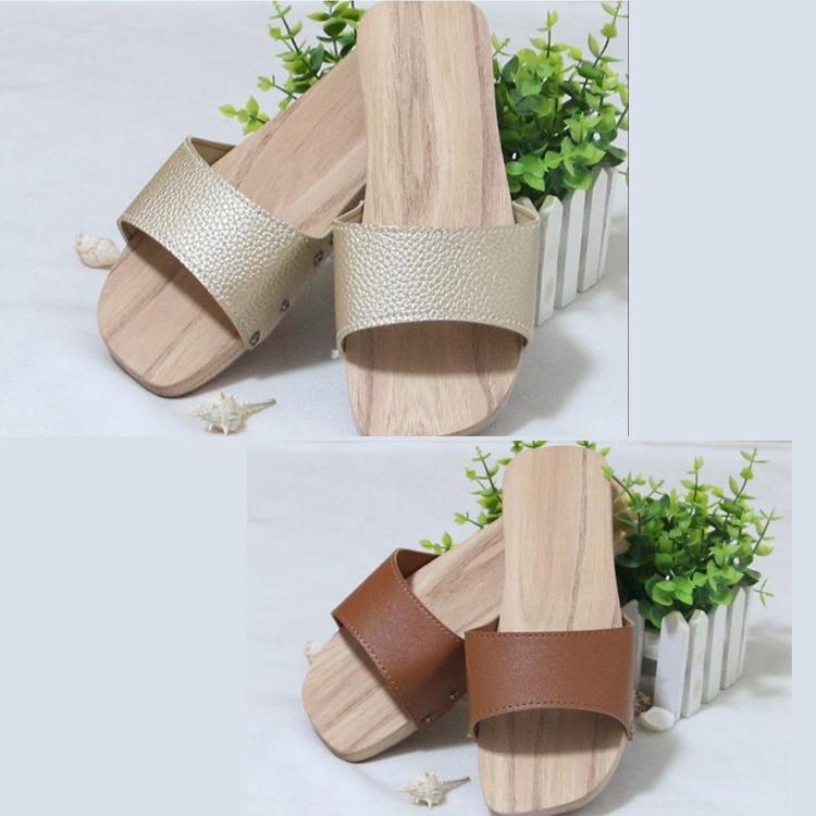 Wooden Slippers Women Clogs Men and Women Couple Models Sandals Bottom Indoor Bathroom Wooden Shoes