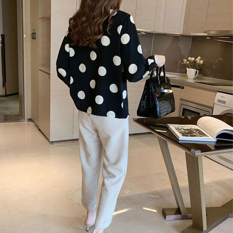 Chiffon Shirt Niche Elegant Polka Dot Tops Long Sleeve Top Casual V-neck Cardigan Ladies Blouses Summer Thin Tee Women's Shirts