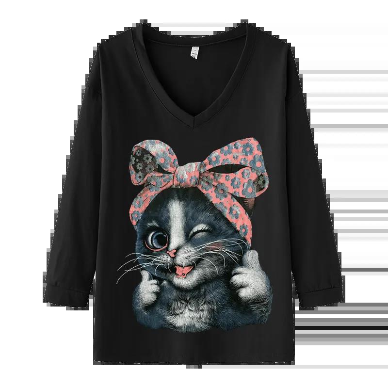 Spring and Autumn Korean Version Long-sleeved T-shirt Women's Large Size Loose Student Top Bottoming Shirt