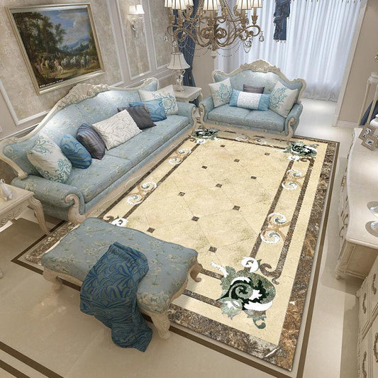 European Style Living Room Carpet Marble Pattern Bedroom Bedside Blanket Household Square Floor Mats