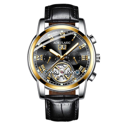 Business Watch Luxury Fashion Man Leather Waterproof Male Mechanical Wristwatch with Date Watches