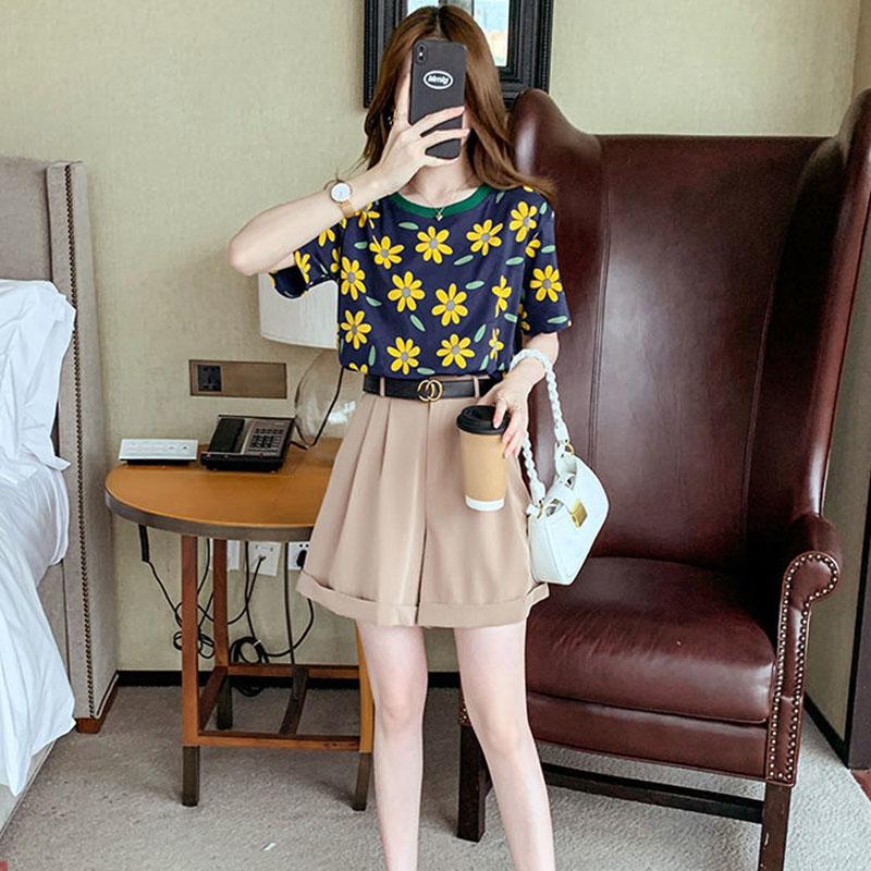 Women's Versatile Printed Short Sleeve  Summer Loose Top T-Shirt