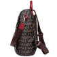 Leather Texture Backpack Female Student Schoolbag Trend Soft Leather Lady Large-capacity Travel Bag