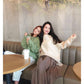 Loose Round Neck Wild Sweater Women's Winter Long-sleeved Pullover Thick Knitted Sweater