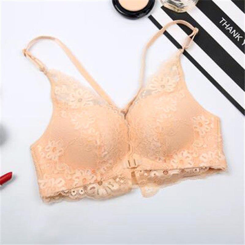 Women's Large Size Gathered Bra Fashion Lace Bra Ladies 3/4 Cup Bow Bra