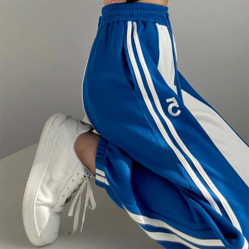 Sports Pants Women's Spring and Autumn Style Stitching Design Sense High Street Sweatpants Elastic Waist All-match Casual Slimming
