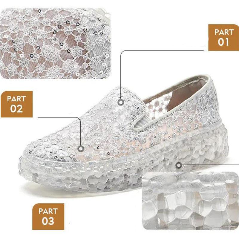 Platform Crystal Women's Shoes Summer One-step Lace All-match Loafers Casual Breathable Shoes