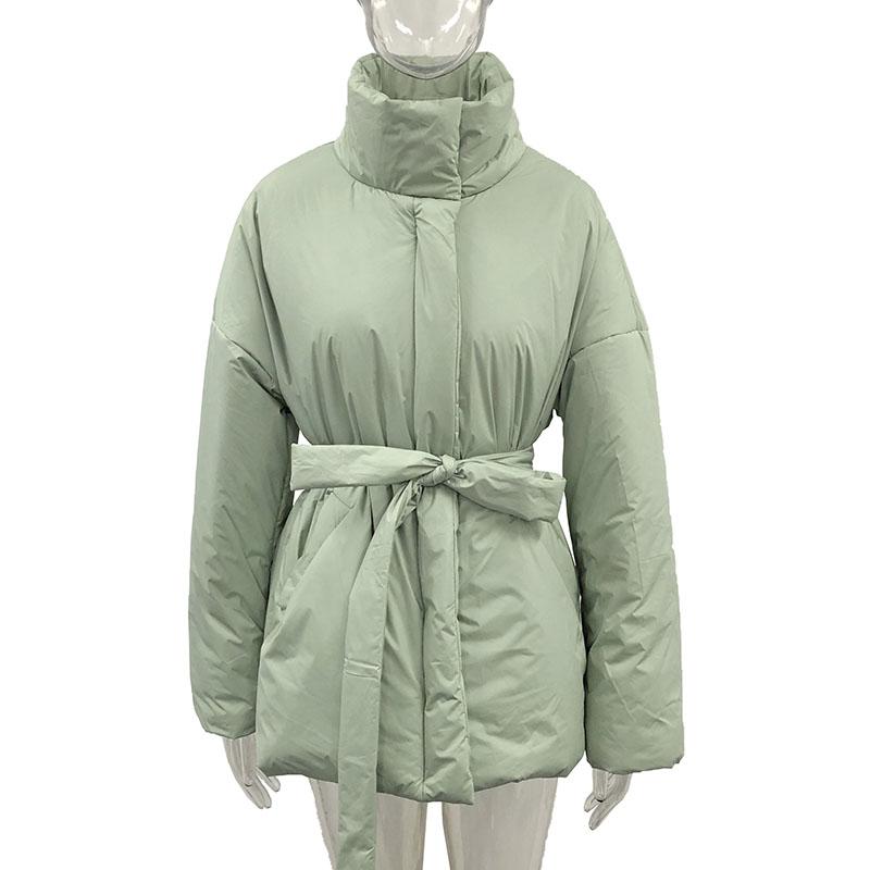 Casual Collected Waisted Parkas Women Fashion Simple Coats Women Elegant Spring Stand Collar Cotton Jackets Female Ladies
