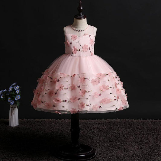 Summer Girls Dress Petal Embroidery Children's Photo Photography Clothing In The Big Children's Tutu Skirt Net Gauze Skirt