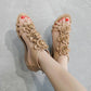 Sandals Women's Mid-heel 2021 Summer Slope Heel Back Zipper Bohemia All-match Flower Slippers Roman Shoes