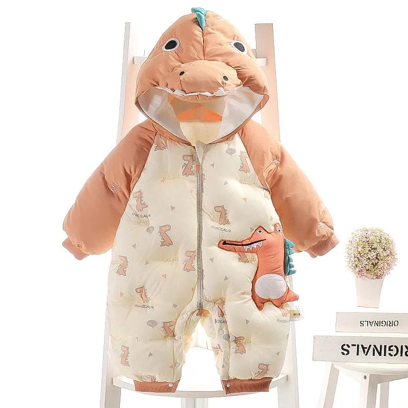 Baby Down Padded Jacket Onesies for Boys and Girls Baby Winter Outing Clothes Plus Velvet Padded Outer Clothes Cute and Warm