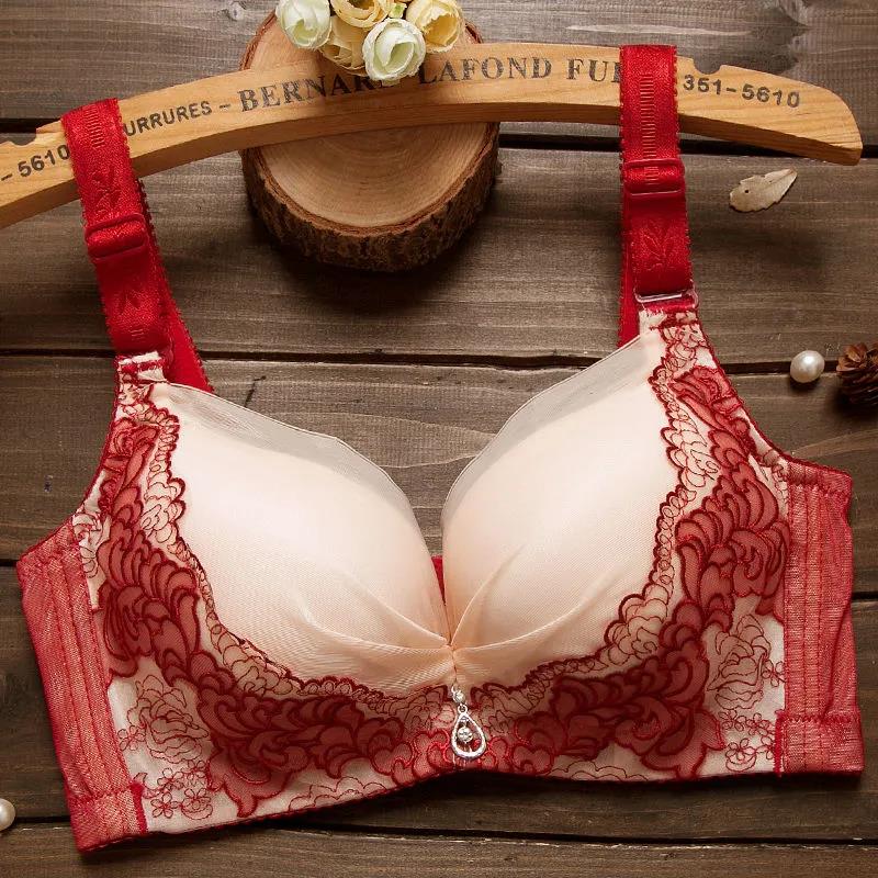 Sexy Lace Thickened Gathered No Steel Ring Anti-sagging Upper Collection Auxiliary Breast Women's Underwear Bra