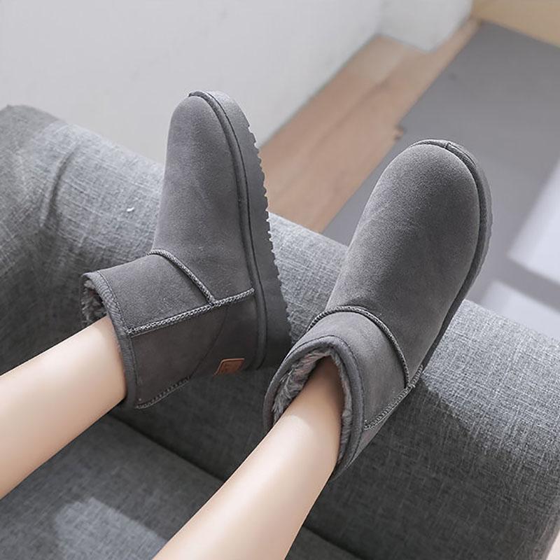 Winter Snow Boots Women Thick Velvet Non-slip Short Tube Warm Boots Classic Suede Women's Shoes Short Boots Non-slip