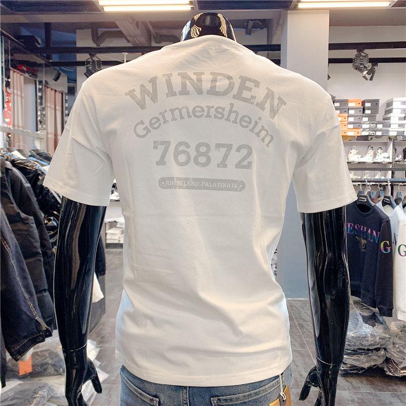 Round Neck Letter Printing Summer Youth Slim Short-sleeved Personality Male T-shirt