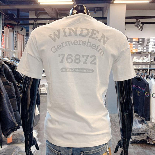 Round Neck Letter Printing Summer Youth Slim Short-sleeved Personality Male T-shirt