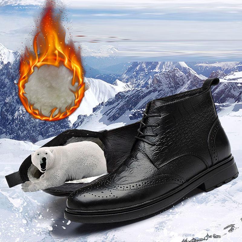 Martin Boots Men's Real Cowhide Mid-cut Boots Men's Casual Shoes Business Shoes Men's Boots Black Shoes Plush Shoes