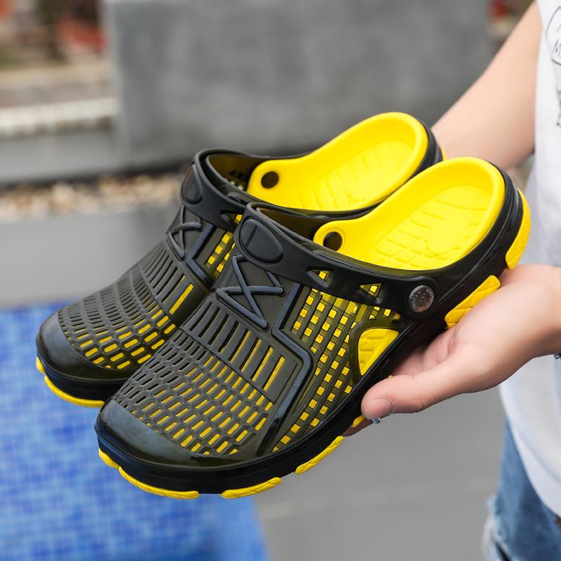 Sandals and Slippers Baotou Hollow Jelly Shoes Non-slip Breathable Large Size Men's Beach