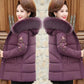 Middle-aged and Elderly Women's Short Down Cotton-padded Jacket Mothers Wear Coat Big Fur Collar Thick Padded Jacket