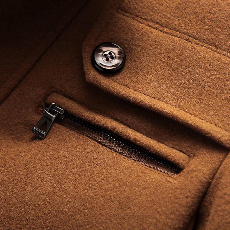 Men Winter Woolen Coat Men's Cotton-padded Wool Blends Woolen Pea Coat Male Trench Coat Overcoat