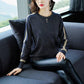 Autumn and winter shirt women's round neck loose sweater sets large size bottoming shirt