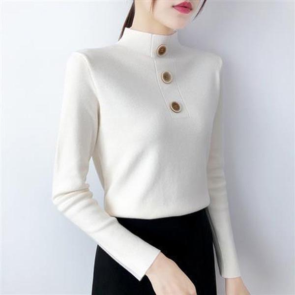 Core-spun Half Turtleneck Pullover Sweater Women Autumn and Winter Slim Knit Sweater Long-sleeved Bottoming Shirt with Top Tide