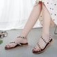 Korean Pearl Sandals Women's Summer Flat All-match Roman Sandals Elegant Vintage Temperament Sandals Comfortable and Non-slip