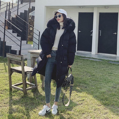 Women's Cotton-padded Jacket Women's Mid-length Coat Korean Style Loose Cotton-padded Clothes Bread Clothes Thick Winter Padded Jacket