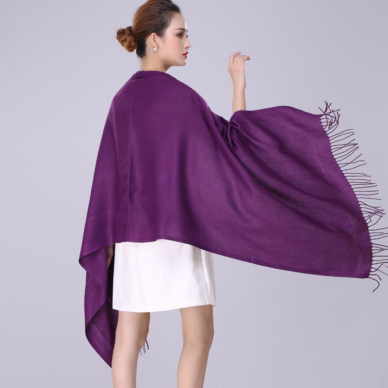 Pure Color Faux Cashmere Scarf Shawl Dual-use Wild Thick Long Section Ladies Warm Knitted Big Scarf Soft Fabric Temperament Shawl