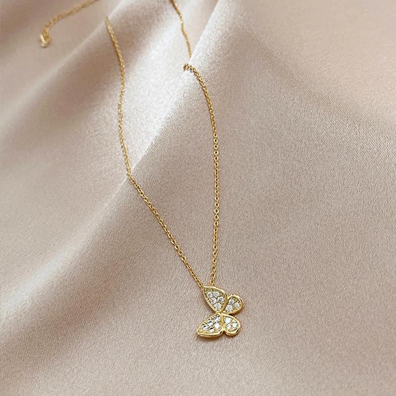 Exquisite Butterfly Necklace Simple Necklace Clavicle Chain Women's Sweater Necklace Chain Necklace Choker Necklaces Personalized Ornament