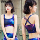 Print Women Yoga Sports Bra Medium Impact Floral Print Backcross Yoga Bra Running Workout Bra