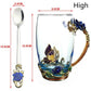 Enamel Glass Cup Heat-resistant Tea Brewing Coffee Cup Flower Tea Cup Creative Light Luxury Gift Boxed Teacher's Day Gift