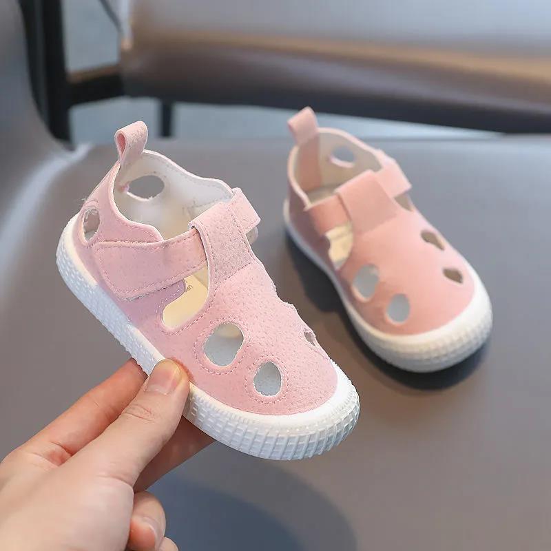Children's Summer Shoes Anti-slip Soft Sole Princess Flat Shoes Solid Color Hollow Out Casual Cool Shoes
