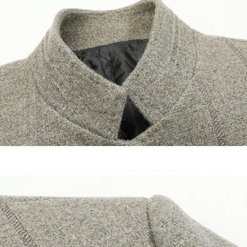 Middle-aged Men's Jacket Autumn and Winter Thick Woolen Coat Woolen Woolen Winter Warm Standing Collar Jacket