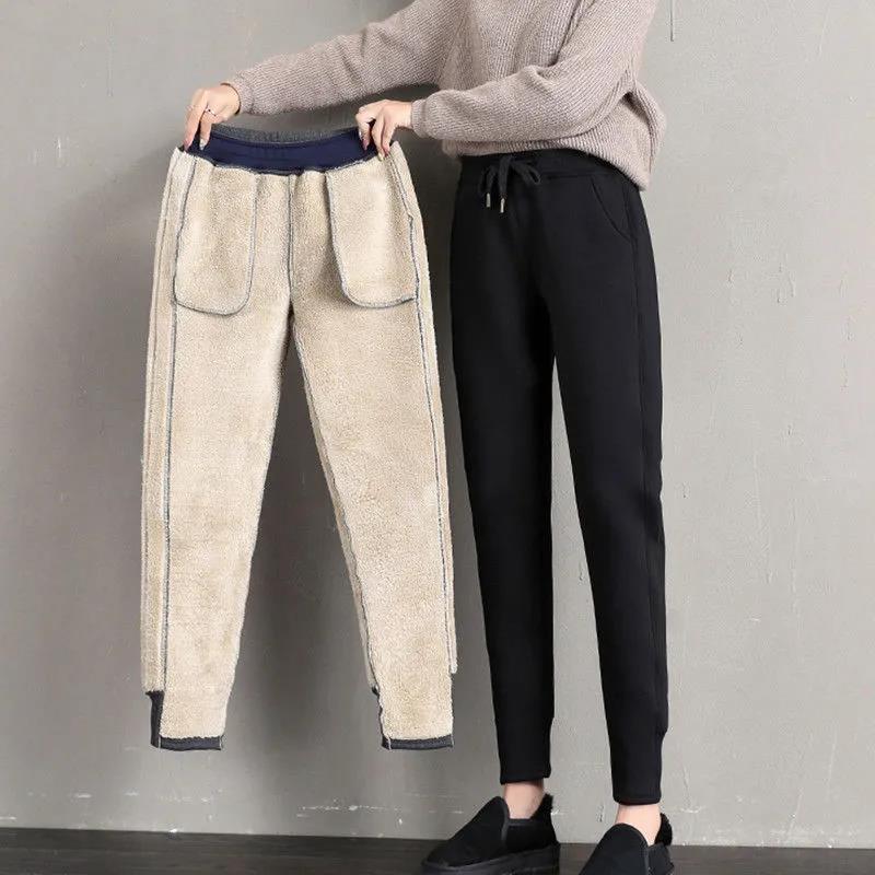 Thick Lamb Wool Plus Velvet Guard Pants Winter Women's Loose and Thin Feet Pants Fashion Slim and Thick All-match Harem Pants