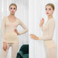 Women Winter Autumn Thermal Underwear Lace O-neck Female Tight Suit Thicken Windproof Comfortable Soft Lining Long Sleeve High Elasticity Tracksuit