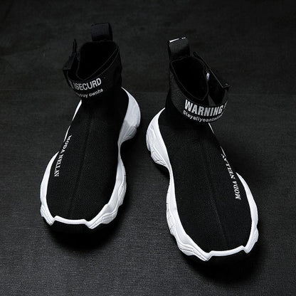 Men's High Top Sneakers Korean Style Trendy All-match Socks Shoes Teen Student Trendy Shoes