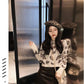 Autumn Fashion Loose Sweater Leopard Print Short Loose Pullover Short Round Neck Young Women's Knitwear