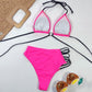 Strap Swimsuit Split Bikini Leopard Print Hollow European and American Sexy Beach Spring Swimsuit Female Vacation
