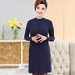 Autumn Winter Medium Long Plover Dress Pure Color Leisure Contracted Bottom Skirt Dress Middle-aged Female Sweater Dress