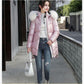 Down Cotton Jacket Winter Loose Korean Color Shiny Face-free Collar Mid-length Cotton Jacket Women