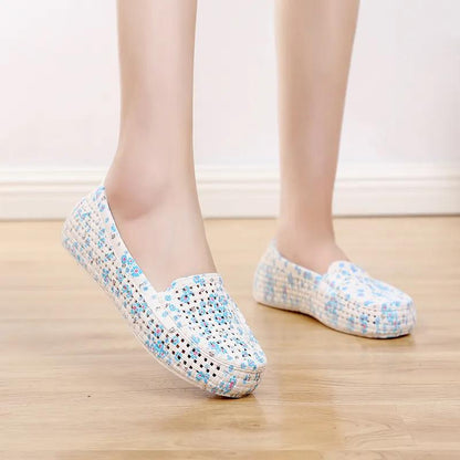 Spring and Summer Floral Anti-skid Shoes Women's Single Shoes Flat Breathable Round Toe Women's Sandals